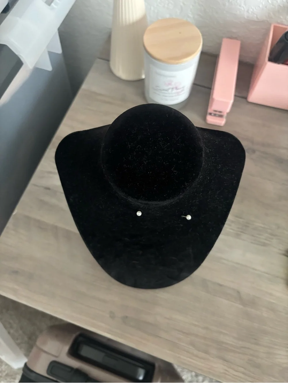 Black Velvet Jewelry Display Bust with some pins in it